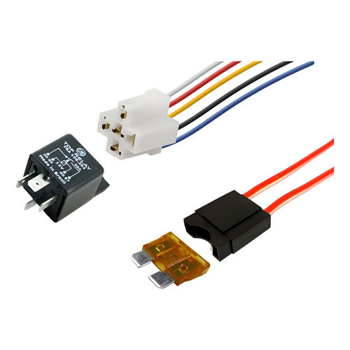 Relê Auxiliar 4 Pinos 12v Com Chicote E Porta Fusível Lamina 40 Amp