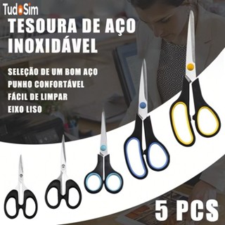 KIT 3/5 Tesouras de Costura Aço Inox Alta Durabilidade Corte Multiuso para Tecido Bordado Tricô Artesanato papel em Oferta na Shopee