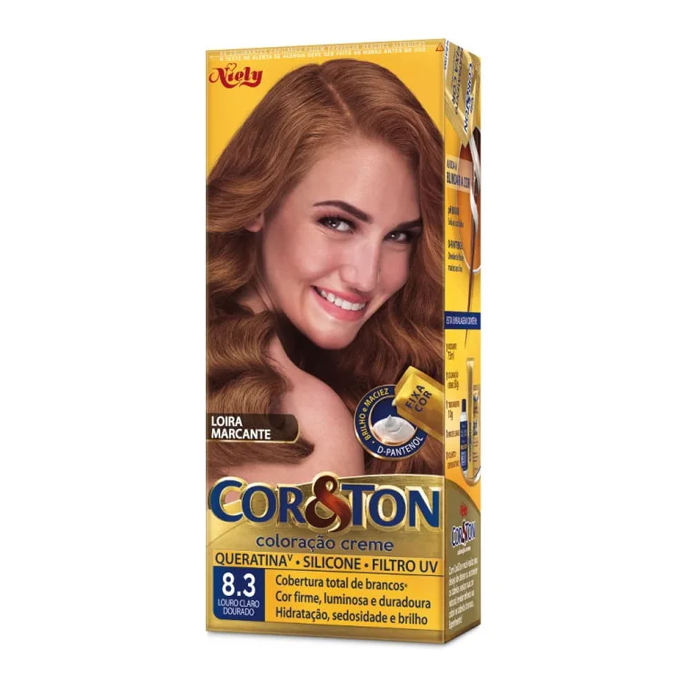 Tintura Creme Cor & Ton Louro Claro Dourado 8.3 em Oferta na Shopee