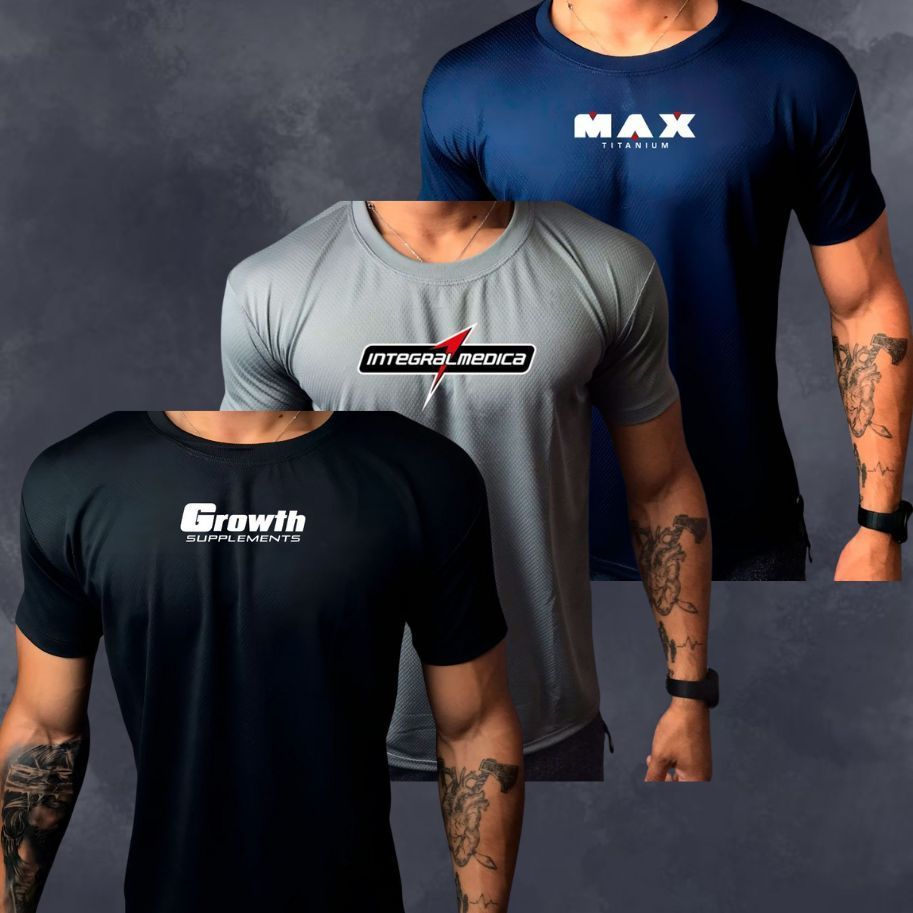 3 Camisas Dry Fit Masculino Kit MIX , Ideal Para Treinos, Estilosa, Academia, Gym, Dia a dia, Corrida Medusa2.0