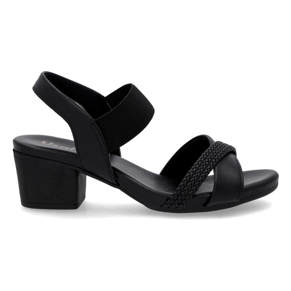 Sandália Usaflex Feminina Bico Redondo Couro Tira Trançada Casual AE32035