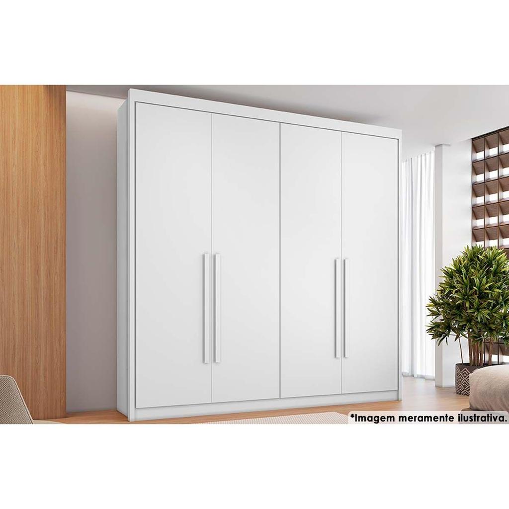 Guarda Roupa Solteiro 4 Portas e 4 Gavetas Bérgamo Branco - Conquista