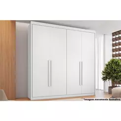 Guarda Roupa Solteiro 4 Portas e 4 Gavetas Bérgamo Branco - Conquista