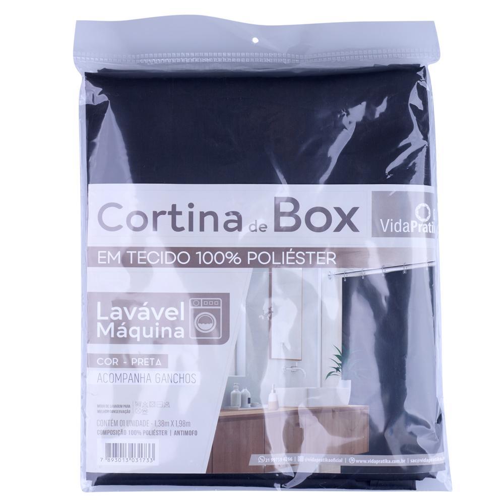 Cortina Box 138x198cm Poliéster Vida Pratika 3173 Preta em Oferta na Shopee