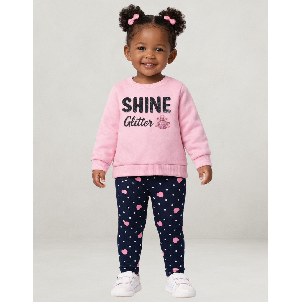 Conjunto Infantil Kyly Menina Blusa em Moletom Peluciado e Legging Estampada Confortável 1001511