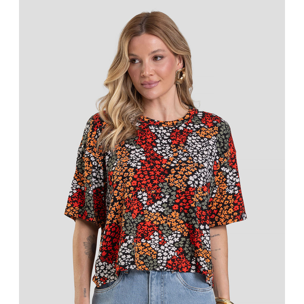 Blusa Feminina Manga Curta Select Laranja em Oferta na Shopee