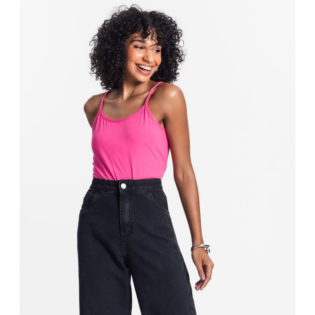 Blusa de Alça Feminina Viscotorcion Básica Rovitex Rosa em Oferta na Shopee