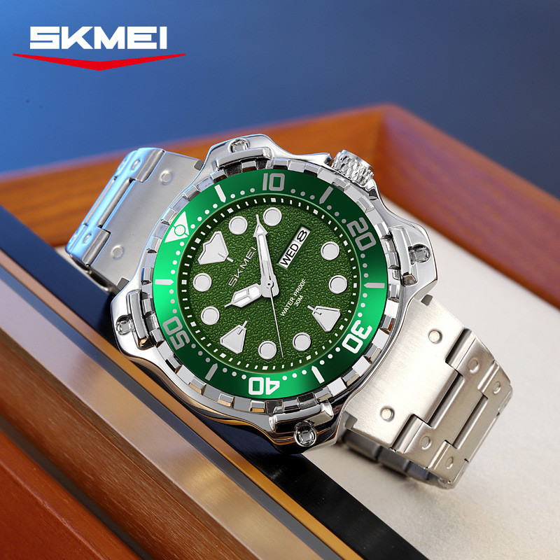 Relógio masculino relógio de negócios banda aço relógio de pulso moda Casual relógio de quartzo ao ar livre à prova dwat