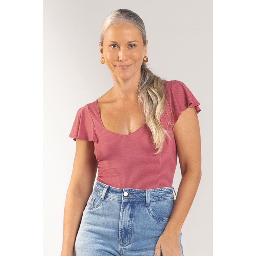 Body Feminino Ombro A Ombro Marialícia Rosa em Oferta na Shopee