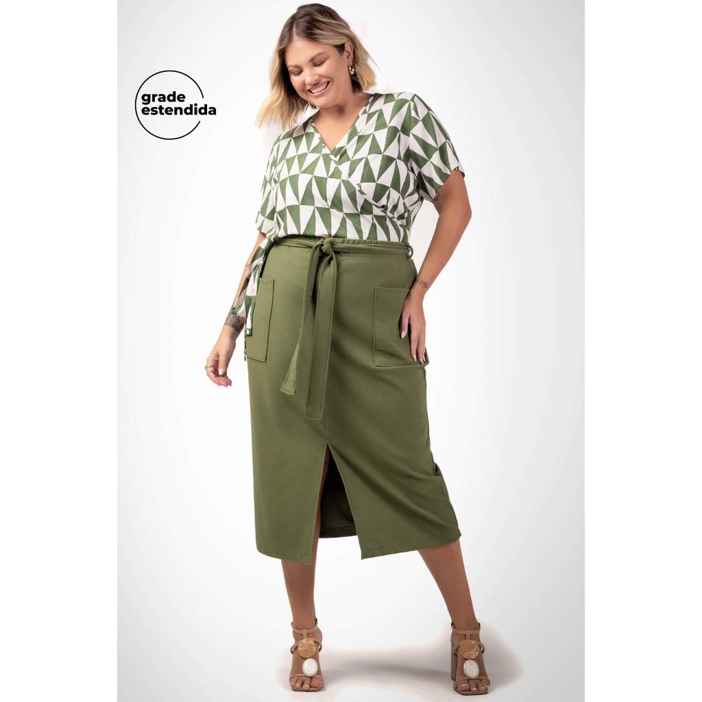 Saia Feminina em Moletom Marialícia Verde em Oferta na Shopee
