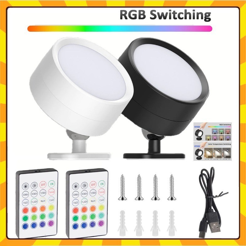 Kit 2 Luminária Spot Led 8W Arandela Cabeceira Luz de Parede 3 Tons de Luz Recarregável USB