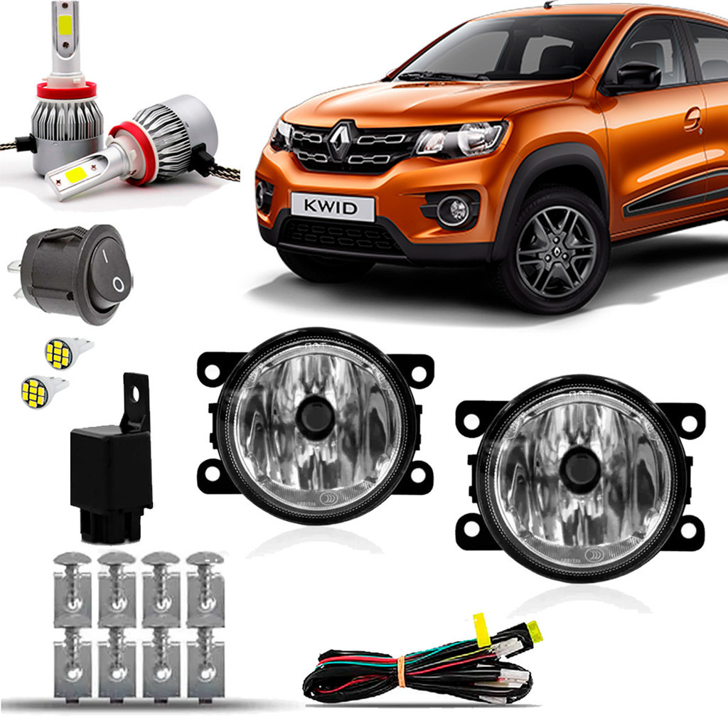 Kit de Farol Milha Neblina Auxiliar Farolete Completo Cibie Renault Kwid 2017 18 19 20 21 22 23 2024 Super Led 6000K em Oferta na Shopee