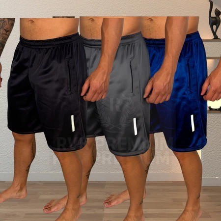 Kit 3 Shorts Bermuda Dry Fit Esportiva Treino Com Ziper no Bolso em Oferta na Shopee