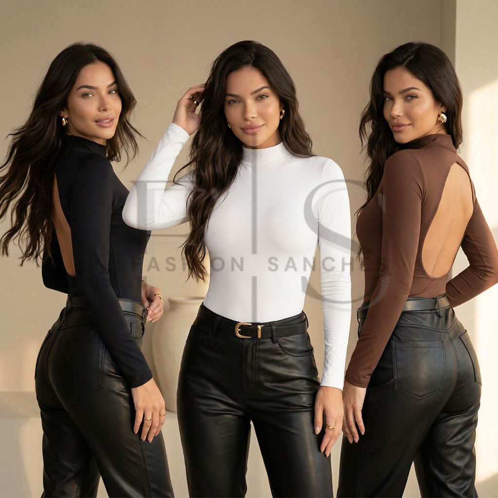 KIT 3 ou 2 Body Feminino Costas Nua Manga Longa Cacharrel Suplex Gola Alta Segunda Pele Inverno 2026