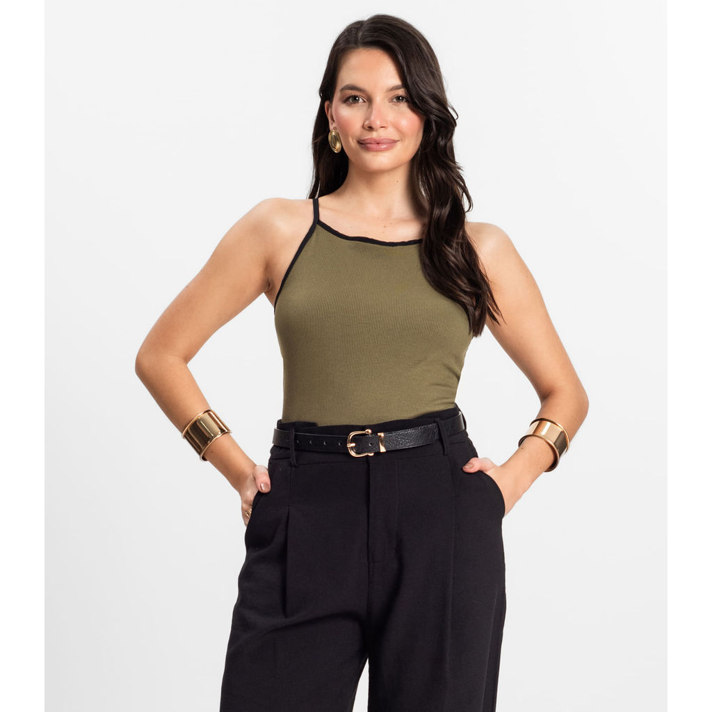 Regata Feminina em Ribana de Viscose Rovitex Verde em Oferta na Shopee