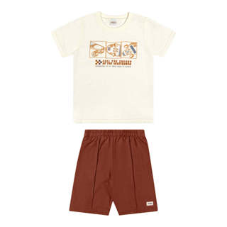 Conjunto Infantil Menino Texturizado Skate Elian Bege em Oferta na Shopee