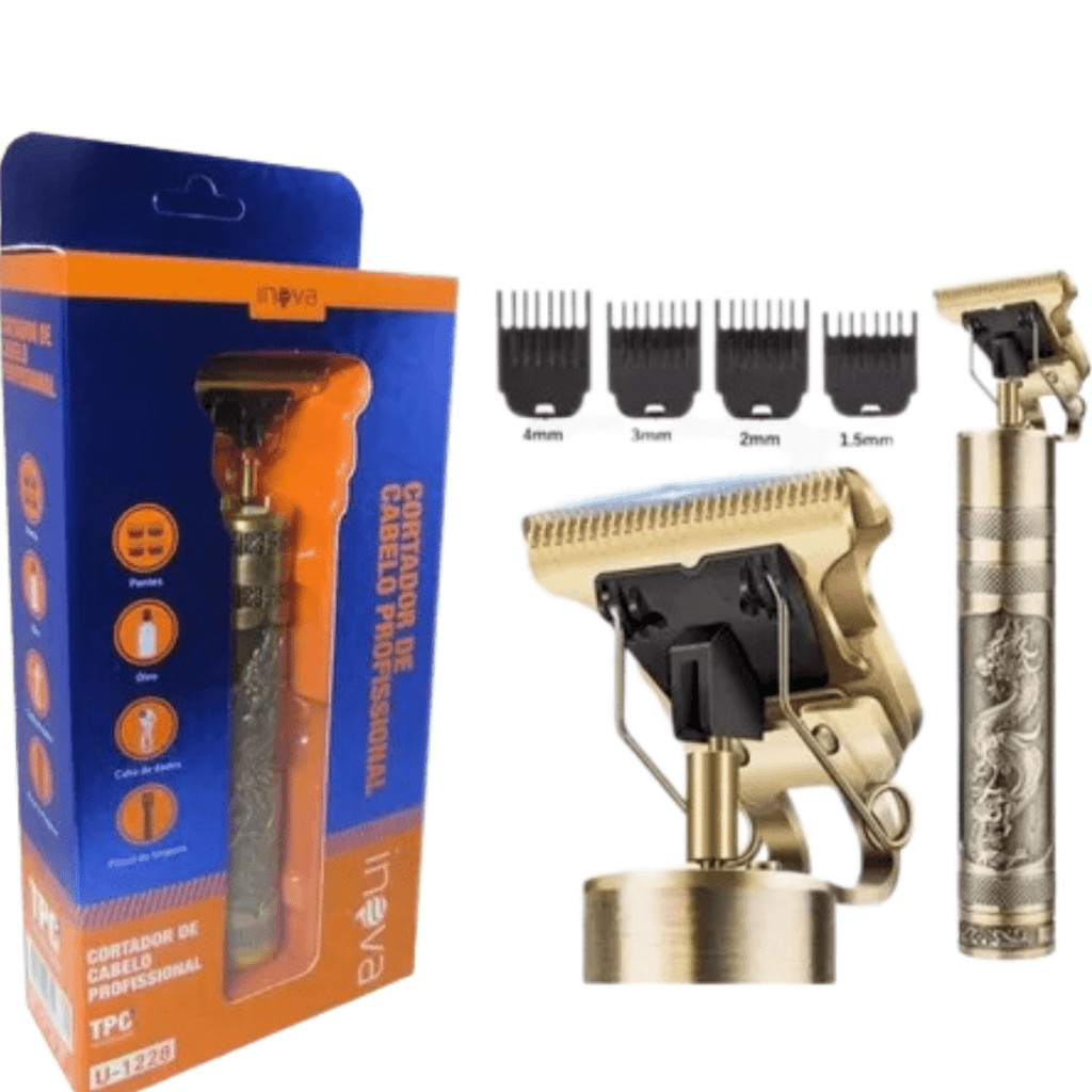 Máquina de cortar cabelo aparelho barbeador elétrico para fazer barba cortador usb profissional inova prime em Oferta na Shopee