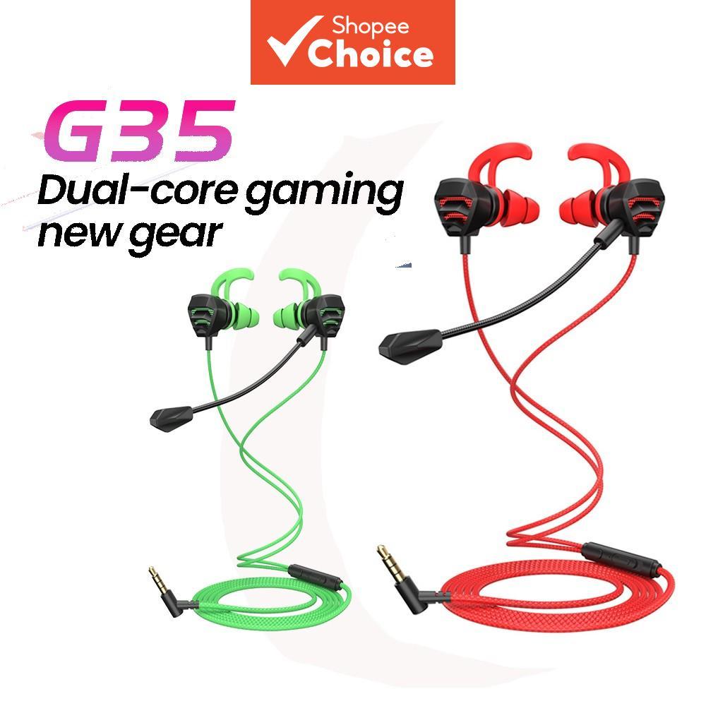 Fones de ouvido G35 com conector Type-C/3,5 mm, com fio, para jogos, com microfone e fones de ouvido gamer para