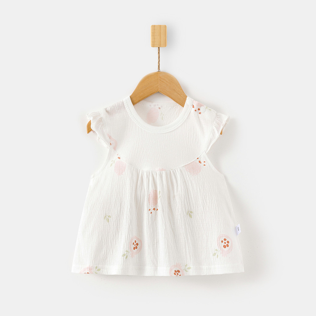 Bebê menina saia bebê criança pulôver sem mangas topo princesa saia Floral impressa moda menina bonito verão