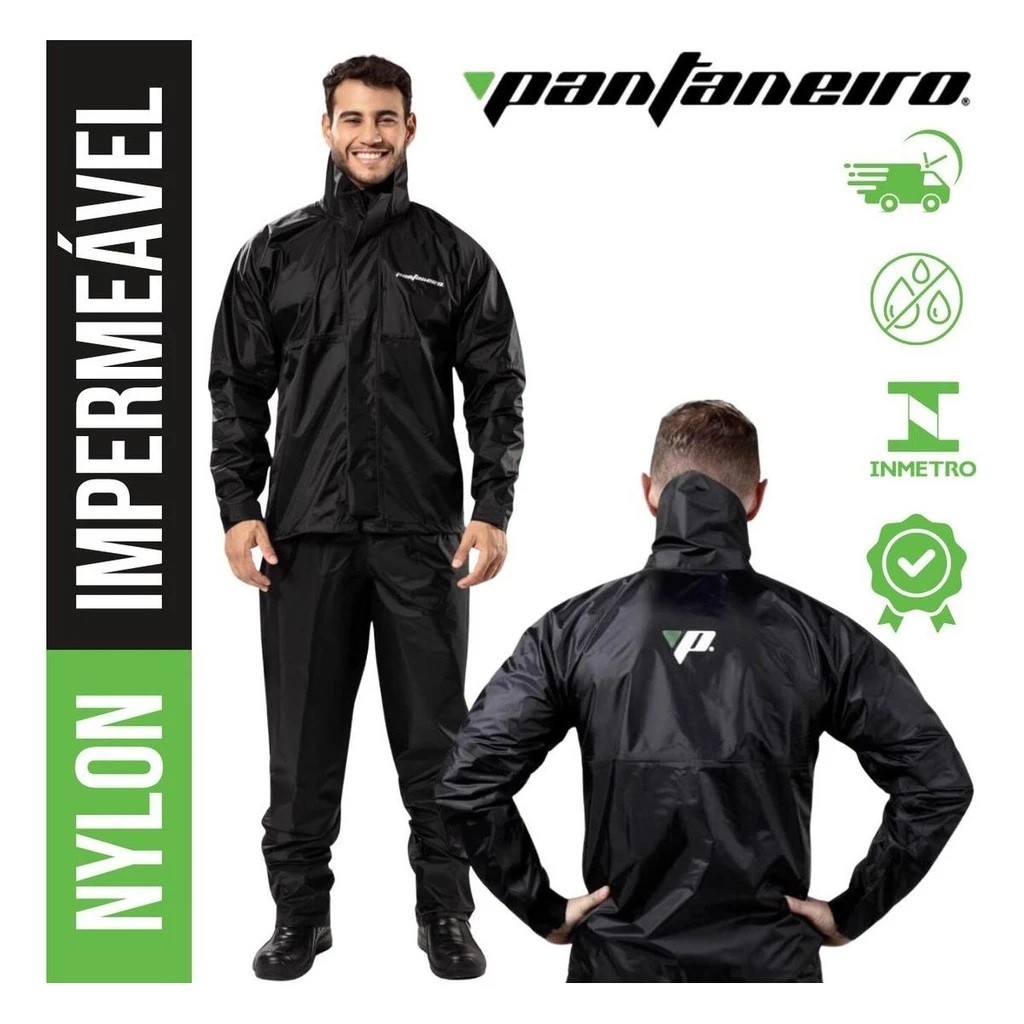 Capa De Chuva Pantaneiro Motoqueiro Nylon Impermeável Motoboy Moto Cbom Gola Ref 1000