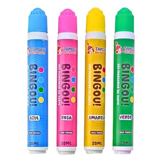 Marcador Bingo Tamoio Bingou 4 Cores 20ml Caneta Carimbo Redonda - Amarelo/Azul/Rosa/Verde em Oferta na Shopee