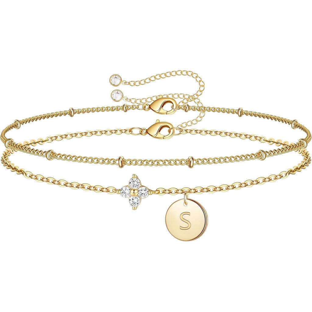 Acessórios para Cesta de Páscoa para Adolescentes - Pulseira Delicada de Trevo de Quatro Folhas para Mulheres, Pulseira