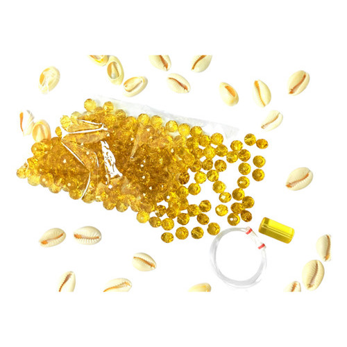 Guia Iansã - Kit 200 Contas Laranja Cristal 8mm +firma/linha Dourada