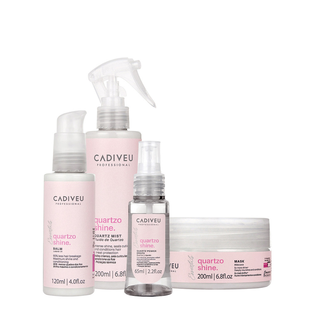 Kit Cadiveu Professional Quartzo Shine Fluído Balm Máscara e Óleo (4 produtos)
