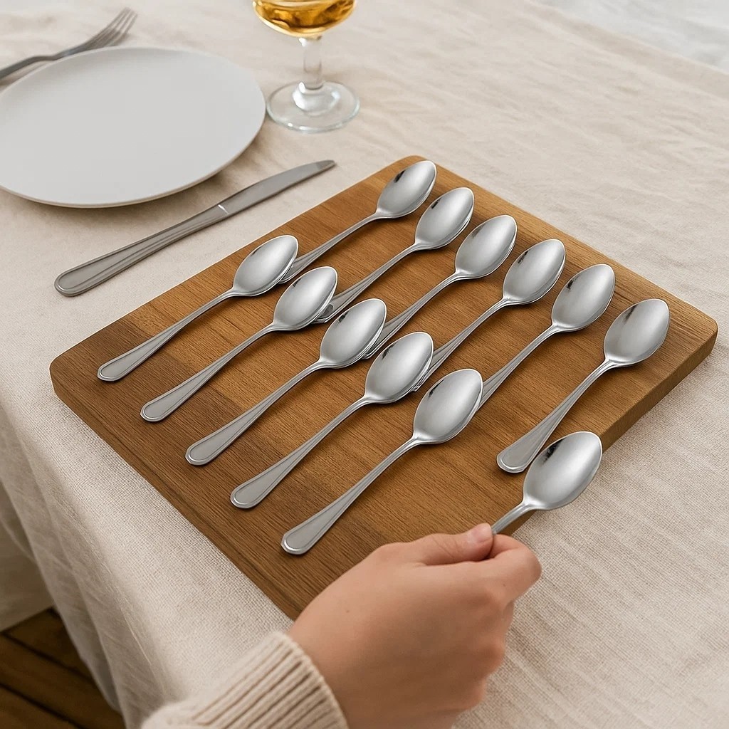 Kit 12 Colheres Sobremesa Aço Inox Resistente Durável Design Moderno Fácil Limpeza Achadinhos