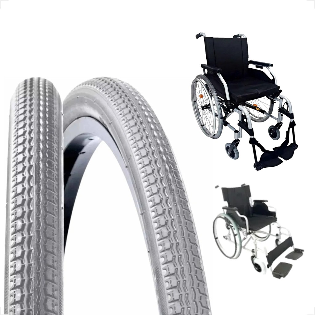 Pneu Pineu Para Cadeira de Rodas aro 24 x 1.3/8 Cinza Fino Resistente Arame Com Cravos