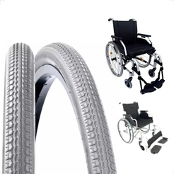 Pneu Pineu Para Cadeira de Rodas aro 24 x 1.3/8 Cinza Fino Resistente Arame Com Cravos