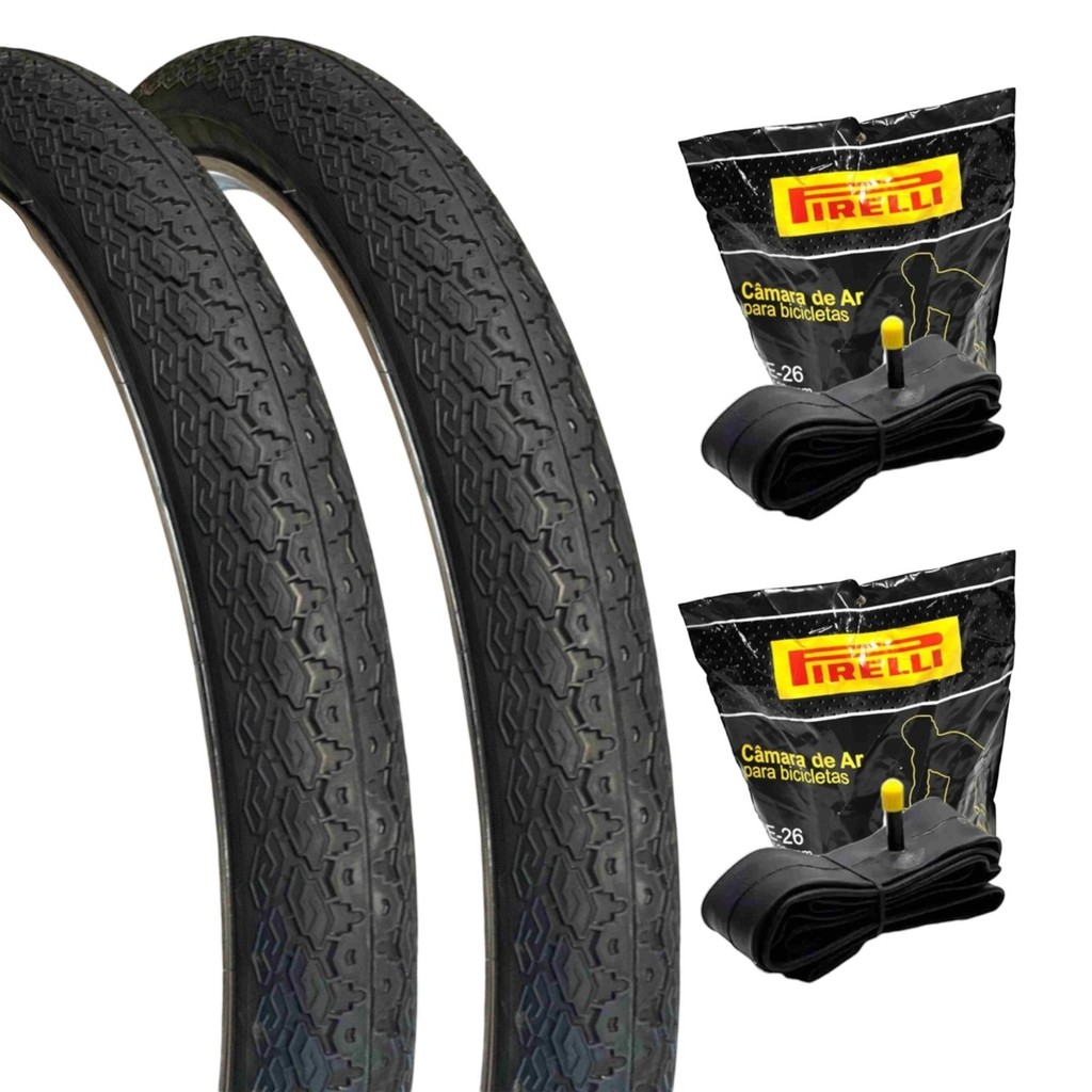 Kit Par De Pneu Aro 26 X 1.1 Kenda + 2 Camara 26 Pe Pirelli