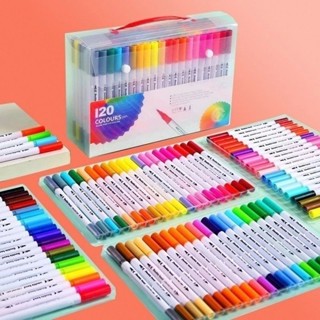 Kit 24-120Cores Caneta 2 em 1 Brush Lettering e Ponta Fina Dual Pen Canetinha Colorir Desenho em Oferta na Shopee