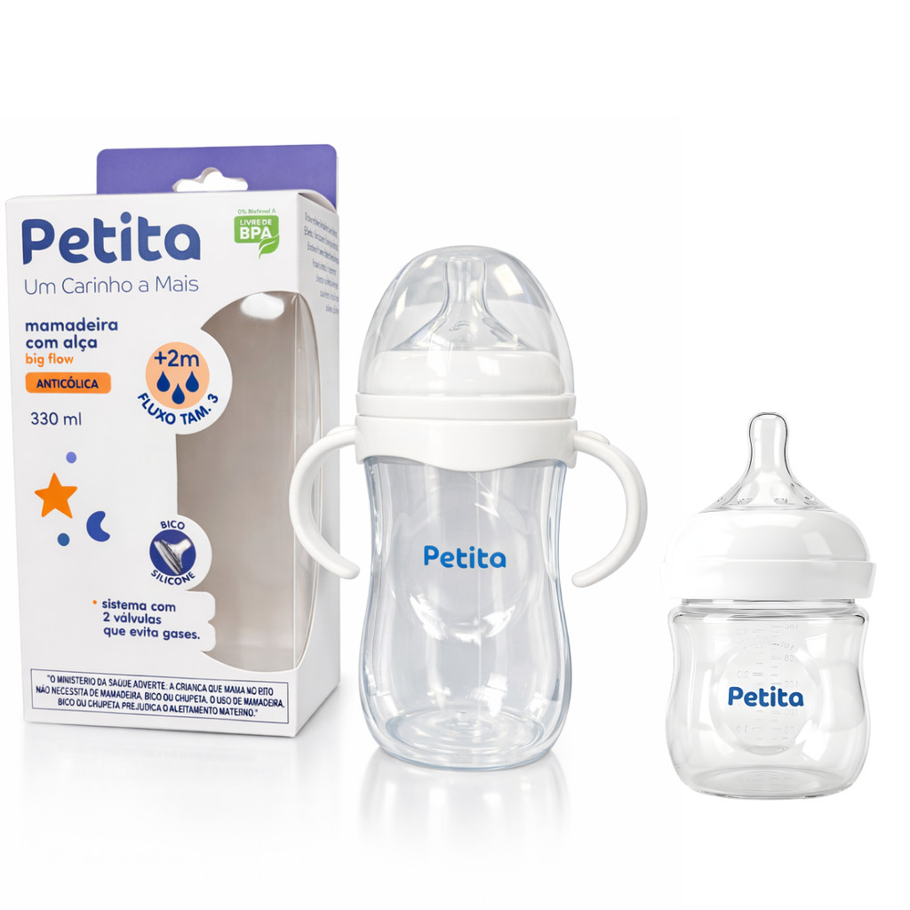 Mamadeira 330ml C/ Alça e 125ml Bico Silicone Anticolica