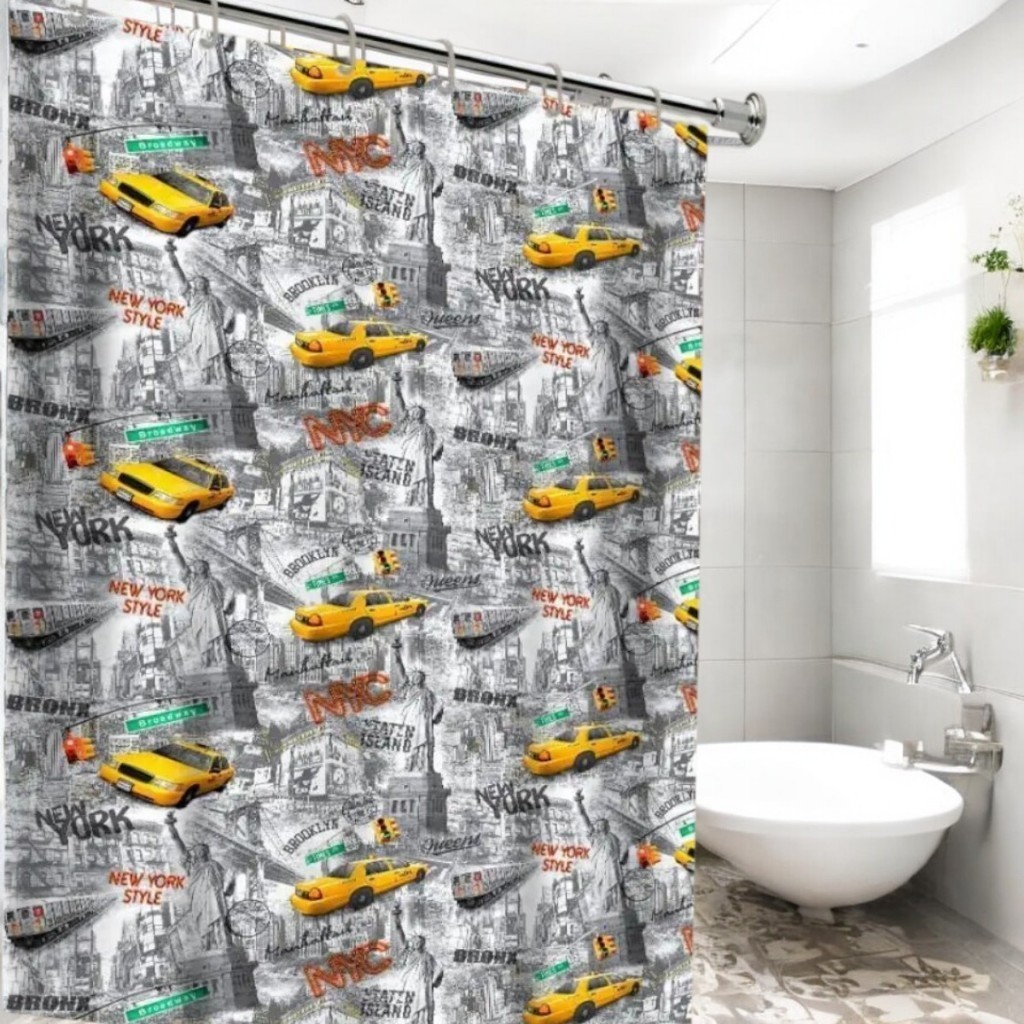 Cortina Box Banheiro Impermeável Divisória Ganchos Pendurar Banho Decoração Casa Achadinhos
