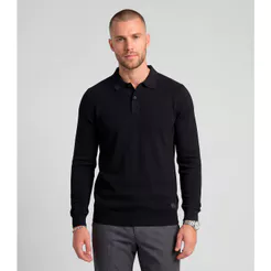 Polo Manga Longa Maquinetada Diametro Preto