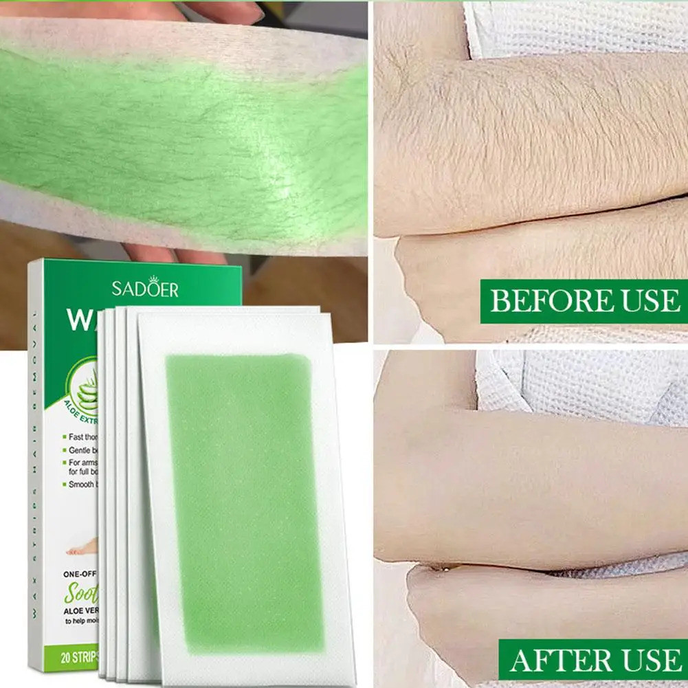 Tiras de Cera para Depilação de Rosto/Corpo/Biquíni - 10 Unidades = 1 Caixa, Cera Suave de Dupla Face com Aloe Vera, Mel