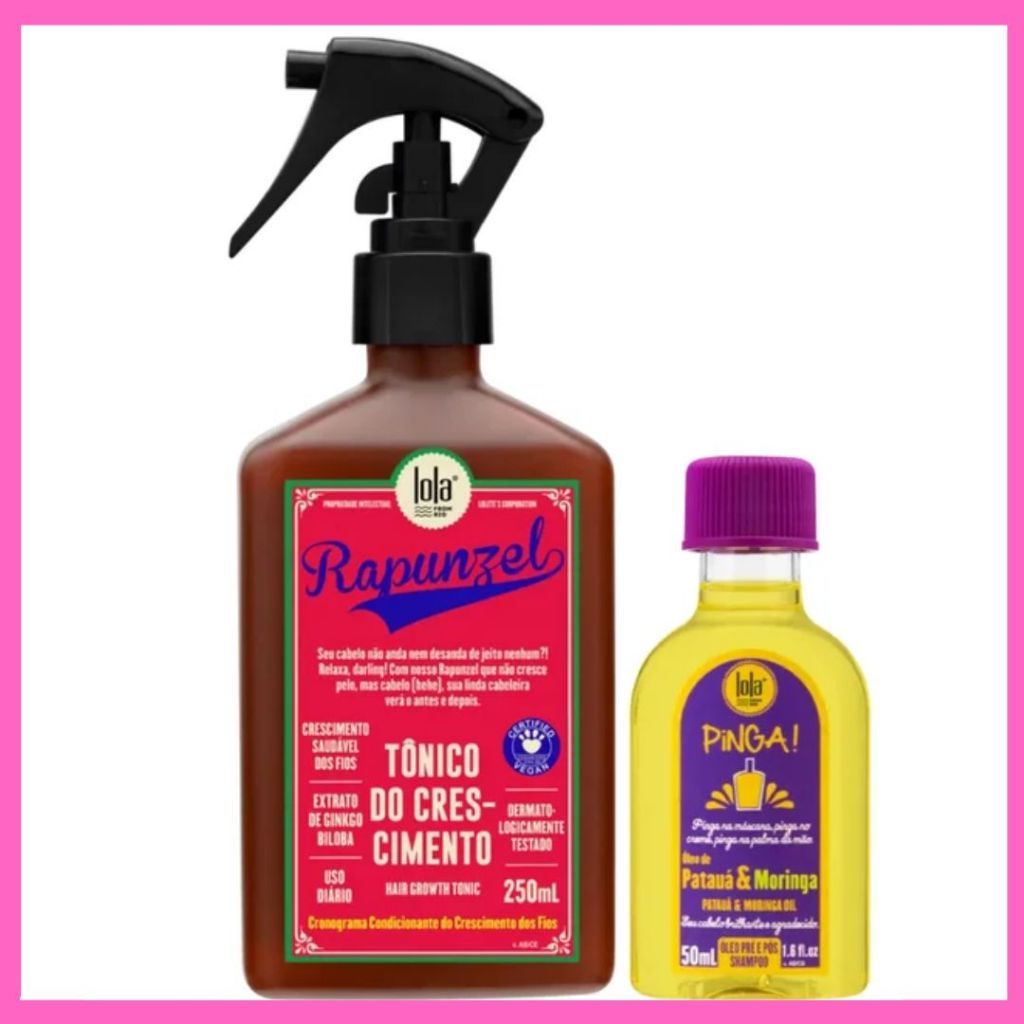 Kit Lola Rapunzel Crescimento Capilar + Óleo Pinga Cenoura Nutrição e Brilho