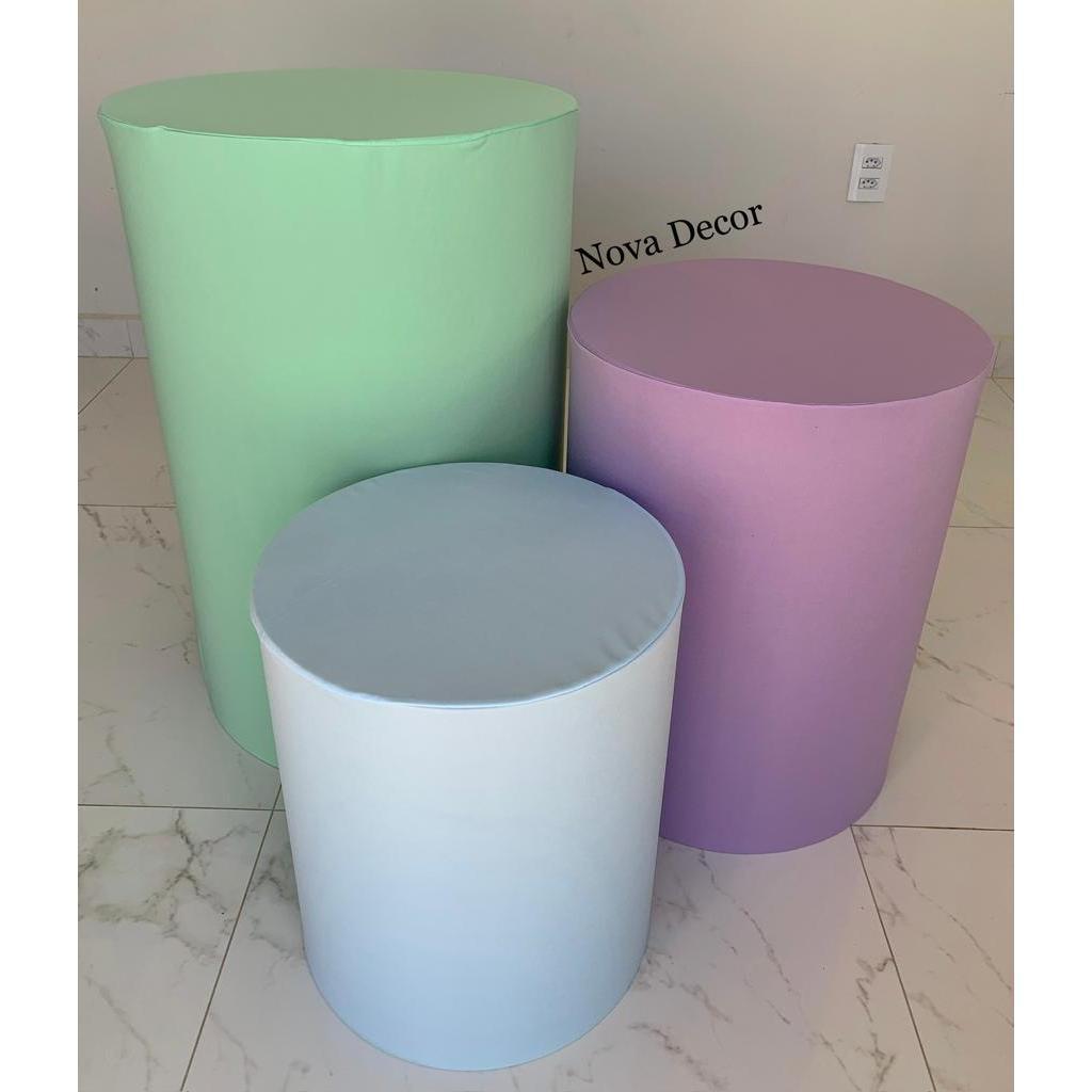 TRIO CAPAS MESAS CILINDROS VESTE FACIL COM ELASTICO LISA VERDE BB, LIL.ÁS, AZUL BB