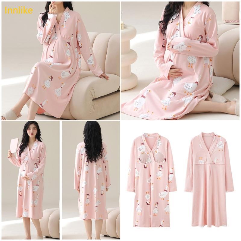 Vestido Salão Enfermagem Innlike Para Mamãe, Tecido Respirável, Pós-Entrega