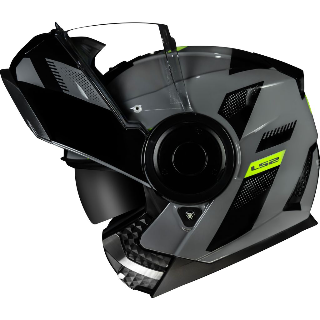 Capacete Ls2 Scope Max Ff902 Cinza Amarelo Fluor Robocop Motoqueiro