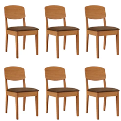 Conjunto com 6 Cadeiras MDF Copper para Sala de Jantar Moderna Mobília