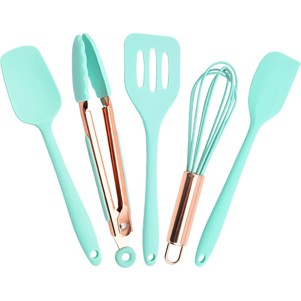 Conjunto de Utensílios de Cozinha, 5 Peças de Utensílios de Cozinha de Silicone Mini, Resistente ao Calor, Antiaderente,