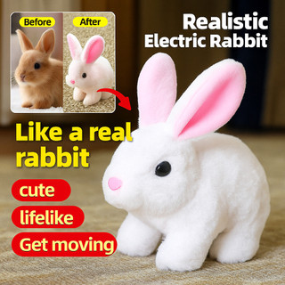 Coelho Ai Simulação Interativa Boneca Elétrica Branco De Pelúcia Brinquedos Interativos Para Animais De Estimação