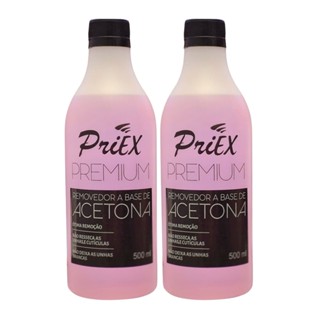 Kit 2 Removedor De Esmalte Priex Premium Acetona 500ml em Oferta na Shopee