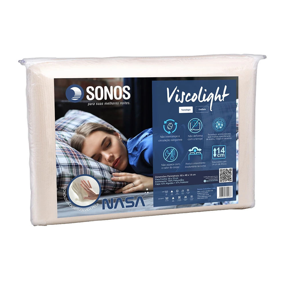 Travesseiro Sonos Viscolight 14cm Branco em Oferta na Shopee