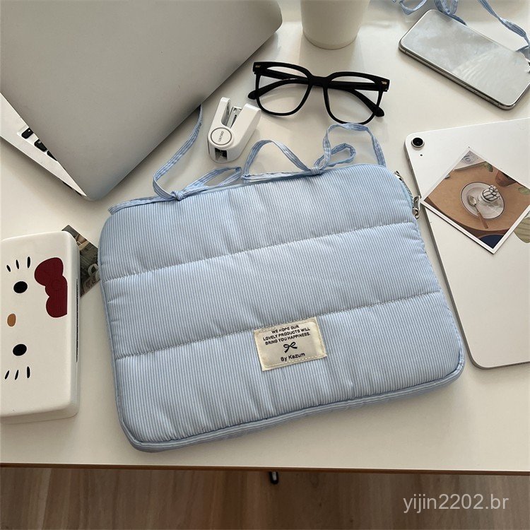 Bolsa para Laptop Estilo INS Simples com Laço Azul, Capa Protetora para Tablet, Adequada para 9.7, 10, 11, 13, 13.6, 14,