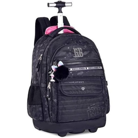 Mochila escolar Carrinho RB Feminina Escolar Rodinha Grande (Preto)