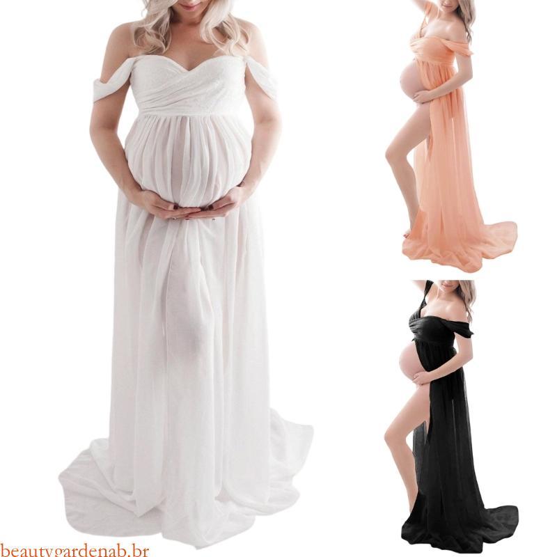 beautygardenab Vestido Maternidade Macio E Poliéster Designs Rugas Fotográfico Elegante Fácil