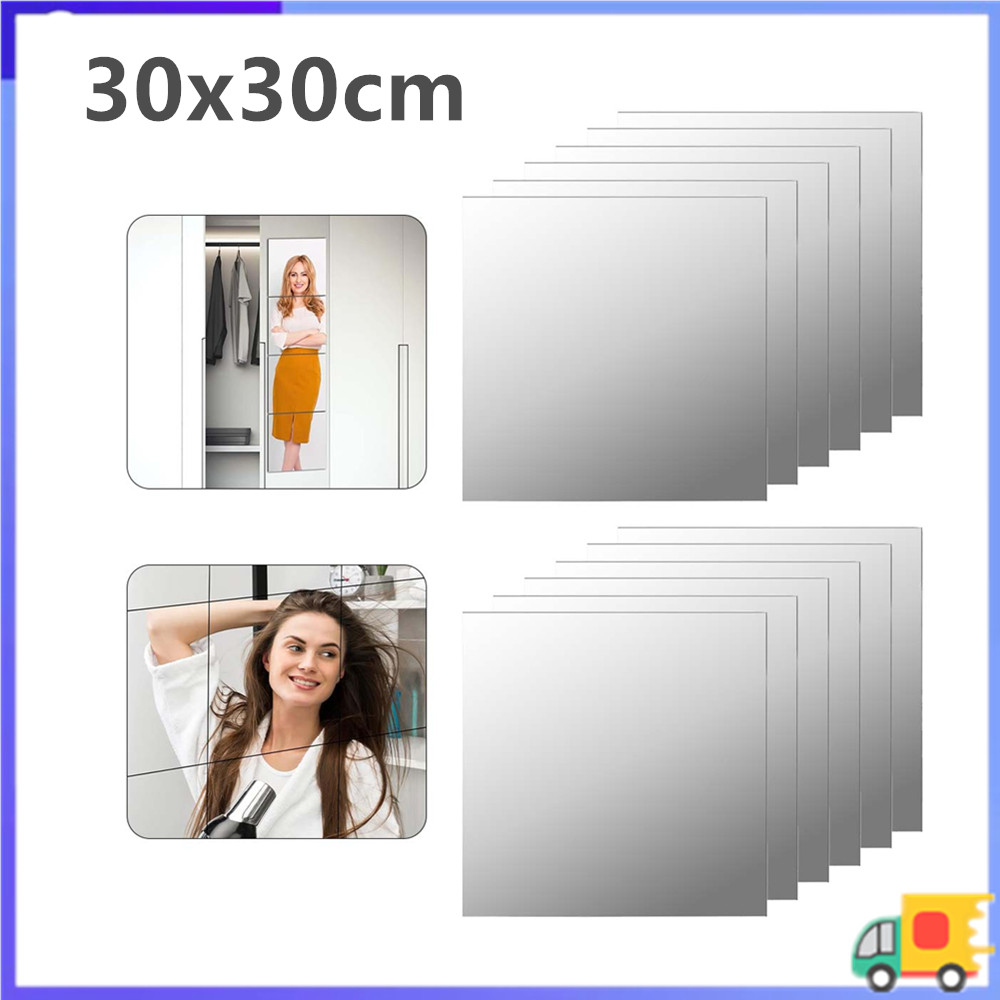 30*30cm espelho adesivo de parede 3D auto-adesivo espelho adesivo decoração de parede adesivo espelho de corpo inteiro q